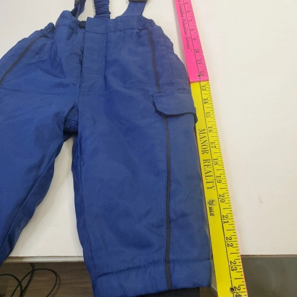 Vintage Gymboree 12-18 Month Blue Fleece Lined Snow Pants Bibs Winter Overalls